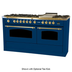 Hallman 60 in. Double Oven Duel Fuel Italian Range, LP Gas, Brass Trim - HDFR60BSLP