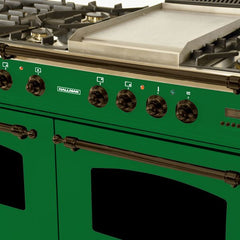 Hallman 60 in. Double Oven Duel Fuel Italian Range, LP Gas, Bronze Trim - HDFR60BZLP