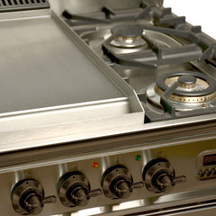 Hallman 60 in. Double Oven Duel Fuel Italian Range, LP Gas, Bronze Trim - HDFR60BZLP