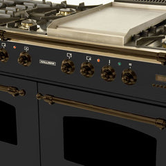 Hallman 60 in. Double Oven Duel Fuel Italian Range, LP Gas, Bronze Trim - HDFR60BZLP