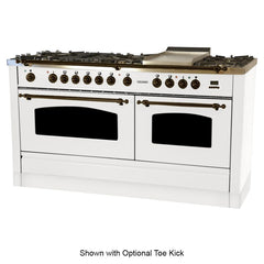 Hallman 60 in. Double Oven Duel Fuel Italian Range, LP Gas, Bronze Trim - HDFR60BZLP