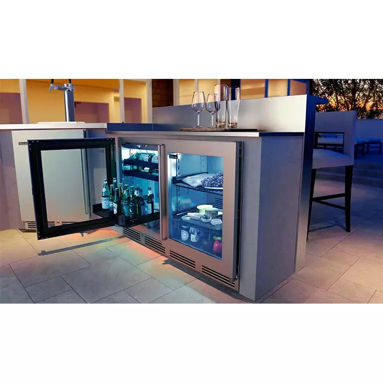 Perlick 24" Undercounter Outdoor Beverage Center with 10 Bottle and 41 Can Capacity, Stainless Steel Glass Door - HH24BO-4-3