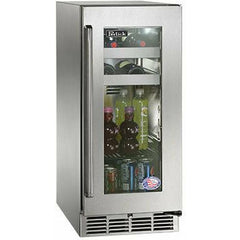 Perlick 15" Beverage Center with 8 Bottle and 30 Can Capacity, Stainless Steel-Glass Door - HP15BO-4-3