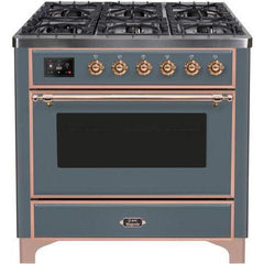 ILVE 36" Majestic II Series Dual Fuel Gas Range with 6 Burners with 3.5 cu. ft. Oven Capacity TFT Oven Control Display - UM096DNS - The Home Selection
