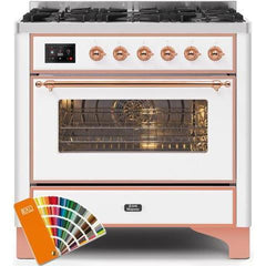 ILVE 36" Majestic II Series Dual Fuel Gas Range with 6 Burners with 3.5 cu. ft. Oven Capacity TFT Oven Control Display - UM096DNS - The Home Selection