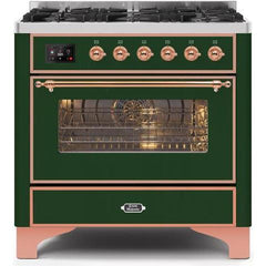 ILVE 36" Majestic II Series Dual Fuel Gas Range with 6 Burners with 3.5 cu. ft. Oven Capacity TFT Oven Control Display - UM096DNS - The Home Selection