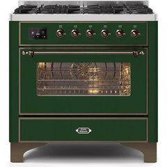 ILVE 36" Majestic II Series Dual Fuel Gas Range with 6 Burners with 3.5 cu. ft. Oven Capacity TFT Oven Control Display - UM096DNS - The Home Selection