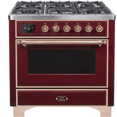 ILVE 36" Majestic II Series Dual Fuel Gas Range with 6 Burners with 3.5 cu. ft. Oven Capacity TFT Oven Control Display - UM096DNS - The Home Selection