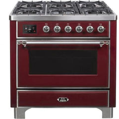 ILVE 36" Majestic II Series Dual Fuel Gas Range with 6 Burners with 3.5 cu. ft. Oven Capacity TFT Oven Control Display - UM096DNS - The Home Selection