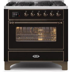 ILVE 36" Majestic II Series Dual Fuel Gas Range with 6 Burners with 3.5 cu. ft. Oven Capacity TFT Oven Control Display - UM096DNS - The Home Selection