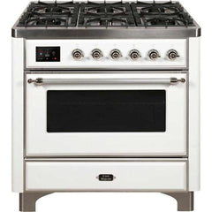 ILVE 36" Majestic II Series Dual Fuel Gas Range with 6 Burners with 3.5 cu. ft. Oven Capacity TFT Oven Control Display - UM096DNS - The Home Selection