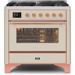 ILVE 36" Majestic II Series Dual Fuel Gas Range with 6 Burners with 3.5 cu. ft. Oven Capacity TFT Oven Control Display - UM096DNS - The Home Selection