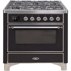 ILVE 36" Majestic II Series Dual Fuel Gas Range with 6 Burners with 3.5 cu. ft. Oven Capacity TFT Oven Control Display - UM096DNS - The Home Selection