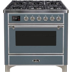 ILVE 36" Majestic II Series Dual Fuel Gas Range with 6 Burners with 3.5 cu. ft. Oven Capacity TFT Oven Control Display - UM096DNS - The Home Selection