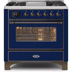 ILVE 36" Majestic II Series Dual Fuel Range with 6 Burners and Griddle with 3.5 cu. ft. Oven Capacity TFT Oven Control Display - UM09FDNS3 - The Home Selection