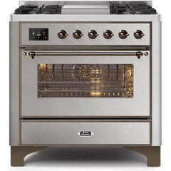 ILVE 36" Majestic II Series Dual Fuel Range with 6 Burners and Griddle with 3.5 cu. ft. Oven Capacity TFT Oven Control Display - UM09FDNS3 - The Home Selection