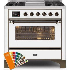 ILVE 36" Majestic II Series Dual Fuel Range with 6 Burners and Griddle with 3.5 cu. ft. Oven Capacity TFT Oven Control Display - UM09FDNS3 - The Home Selection