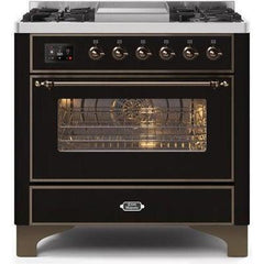 ILVE 36" Majestic II Series Dual Fuel Range with 6 Burners and Griddle with 3.5 cu. ft. Oven Capacity TFT Oven Control Display - UM09FDNS3 - The Home Selection