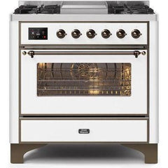 ILVE 36" Majestic II Series Dual Fuel Range with 6 Burners and Griddle with 3.5 cu. ft. Oven Capacity TFT Oven Control Display - UM09FDNS3 - The Home Selection