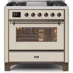 ILVE 36" Majestic II Series Dual Fuel Range with 6 Burners and Griddle with 3.5 cu. ft. Oven Capacity TFT Oven Control Display - UM09FDNS3 - The Home Selection