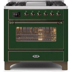 ILVE 36" Majestic II Series Dual Fuel Range with 6 Burners and Griddle with 3.5 cu. ft. Oven Capacity TFT Oven Control Display - UM09FDNS3 - The Home Selection