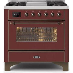 ILVE 36" Majestic II Series Dual Fuel Range with 6 Burners and Griddle with 3.5 cu. ft. Oven Capacity TFT Oven Control Display - UM09FDNS3 - The Home Selection
