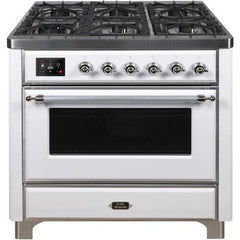 ILVE 36" Majestic II Series Dual Fuel Range with 6 Burners and Griddle with 3.5 cu. ft. Oven Capacity TFT Oven Control Display - UM09FDNS3 - The Home Selection