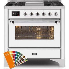 ILVE 36" Majestic II Series Dual Fuel Range with 6 Burners and Griddle with 3.5 cu. ft. Oven Capacity TFT Oven Control Display - UM09FDNS3 - The Home Selection