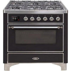 ILVE 36" Majestic II Series Dual Fuel Range with 6 Burners and Griddle with 3.5 cu. ft. Oven Capacity TFT Oven Control Display - UM09FDNS3 - The Home Selection