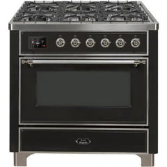 ILVE 36" Majestic II Series Dual Fuel Range with 6 Burners and Griddle with 3.5 cu. ft. Oven Capacity TFT Oven Control Display - UM09FDNS3 - The Home Selection