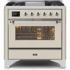 ILVE 36" Majestic II Series Dual Fuel Range with 6 Burners and Griddle with 3.5 cu. ft. Oven Capacity TFT Oven Control Display - UM09FDNS3 - The Home Selection