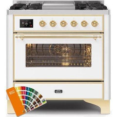 ILVE 36" Majestic II Series Dual Fuel Range with 6 Burners and Griddle with 3.5 cu. ft. Oven Capacity TFT Oven Control Display - UM09FDNS3 - The Home Selection
