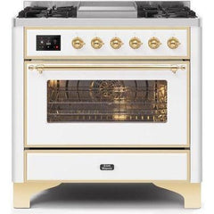 ILVE 36" Majestic II Series Dual Fuel Range with 6 Burners and Griddle with 3.5 cu. ft. Oven Capacity TFT Oven Control Display - UM09FDNS3 - The Home Selection