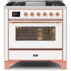 ILVE 36" Majestic II Series Dual Fuel Range with 6 Burners and Griddle with 3.5 cu. ft. Oven Capacity TFT Oven Control Display - UM09FDNS3 - The Home Selection