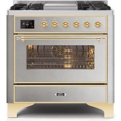 ILVE 36" Majestic II Series Dual Fuel Range with 6 Burners and Griddle with 3.5 cu. ft. Oven Capacity TFT Oven Control Display - UM09FDNS3 - The Home Selection