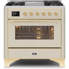ILVE 36" Majestic II Series Dual Fuel Range with 6 Burners and Griddle with 3.5 cu. ft. Oven Capacity TFT Oven Control Display - UM09FDNS3 - The Home Selection