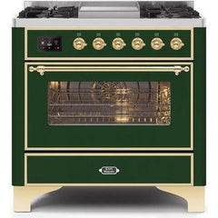 ILVE 36" Majestic II Series Dual Fuel Range with 6 Burners and Griddle with 3.5 cu. ft. Oven Capacity TFT Oven Control Display - UM09FDNS3 - The Home Selection