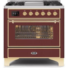 ILVE 36" Majestic II Series Dual Fuel Range with 6 Burners and Griddle with 3.5 cu. ft. Oven Capacity TFT Oven Control Display - UM09FDNS3 - The Home Selection