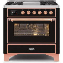 ILVE 36" Majestic II Series Dual Fuel Range with 6 Burners and Griddle with 3.5 cu. ft. Oven Capacity TFT Oven Control Display - UM09FDNS3 - The Home Selection