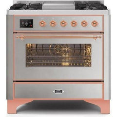 ILVE 36" Majestic II Series Dual Fuel Range with 6 Burners and Griddle with 3.5 cu. ft. Oven Capacity TFT Oven Control Display - UM09FDNS3 - The Home Selection