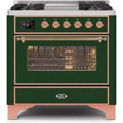 ILVE 36" Majestic II Series Dual Fuel Range with 6 Burners and Griddle with 3.5 cu. ft. Oven Capacity TFT Oven Control Display - UM09FDNS3 - The Home Selection