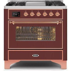 ILVE 36" Majestic II Series Dual Fuel Range with 6 Burners and Griddle with 3.5 cu. ft. Oven Capacity TFT Oven Control Display - UM09FDNS3 - The Home Selection