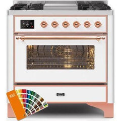 ILVE 36" Majestic II Series Dual Fuel Range with 6 Burners and Griddle with 3.5 cu. ft. Oven Capacity TFT Oven Control Display - UM09FDNS3 - The Home Selection