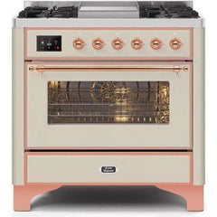 ILVE 36" Majestic II Series Dual Fuel Range with 6 Burners and Griddle with 3.5 cu. ft. Oven Capacity TFT Oven Control Display - UM09FDNS3 - The Home Selection