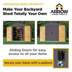 Arrow Ironwood Shed Frame Kit, 8 ft. x 8 ft. Anthracite - IWA88
