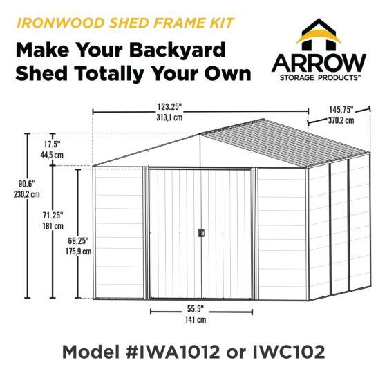 Arrow Ironwood Shed Frame Kit, 10 ft. x 12 ft. Anthracite - IWA1012
