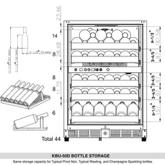 KingsBottle 24" Under Counter Dual Zone Wine Cooler Drinks 44 Bottles - KBU50DX - The Home Selection