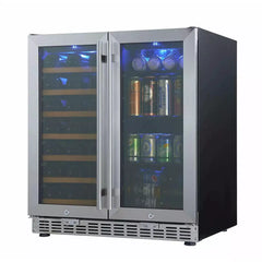 KingsBottle 30" Under Counter Low-E Glass Door Wine and Beer Cooler Combo - KBUSF66BW - The Home Selection