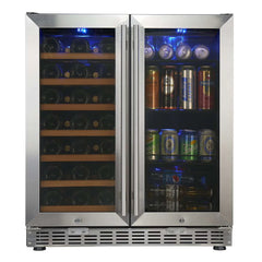 KingsBottle 30" Under Counter Low-E Glass Door Wine and Beer Cooler Combo - KBUSF66BW - The Home Selection