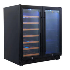 KingsBottle 30" Under Counter Low-E Glass Door Wine and Beer Cooler Combo - KBUSF66BW - The Home Selection